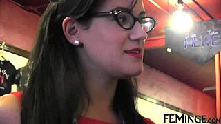 Blonde step sis gets seduced and fingered in the cafe.