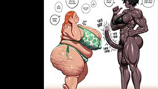 Ebony futa shoots lumpy sperm from curvy dick.