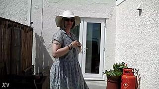 Naughty Girl Strips Naked in the Garden Outdoors