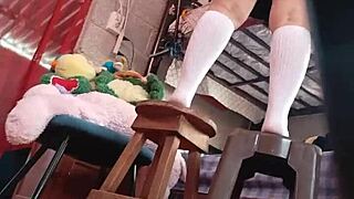 Hidden Padrastro Grabs Upskirt Skirt Of Mexican Student