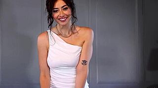 teen chloe surreal casually strips revealing her massive natural boobs on the pool table