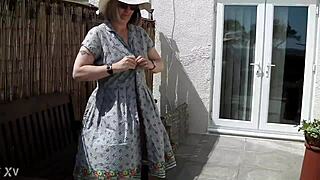 Naughty Girl Strips Naked in the Garden Outdoors