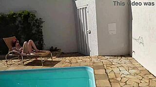 Intense Anal Creampie Fuck in the Pool with Monster Cock