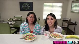 Asian Stepdaughters' Christmas Gift: Blowjob and Lesbian Action with Father-in-Law