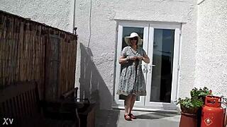 Naughty Girl Strips Naked in the Garden Outdoors