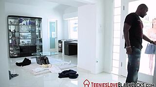 teen girl tugging on big black cock