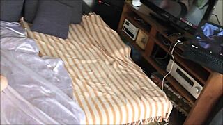 Sexy Old Young Black Couple in Gold Thong Blowjob