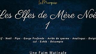 French elves engage in dirty talk and cum instructions outdoors.