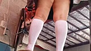 Hidden Padrastro Grabs Upskirt Skirt Of Mexican Student