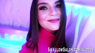 Megan marx services her client with blowjob and deepthroat at the swallow salon.