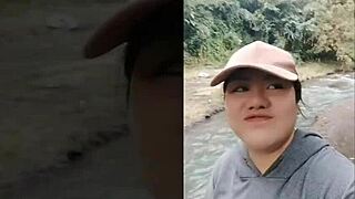 Wanna see this chubby mature girl giving outdoor blowjob with creampie?