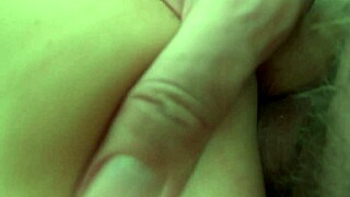 Cumshot before preparing for bed in bedroom.