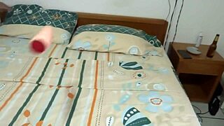 at the beach stepmother lacking a cock enjoys her two huge dildos