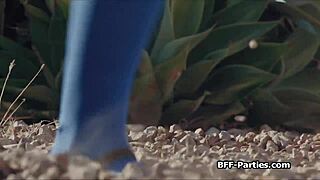 in their uniforms, the sexy rangers share a dick and reach orgasm together