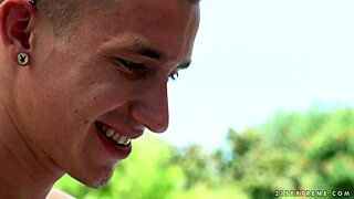 Hey, granny is eating young guy's cum after fingering her big ass