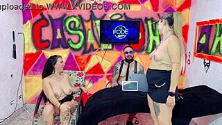 diguinha dj licks niikki's pussy until mouth wet, then tit orgy on screen