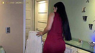 HORNY WIFE MASTURBATES WATCHING HUSBAND FUCK MAID, DOMINATION SCENE