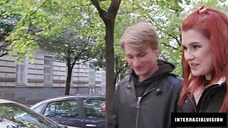 sexy redhead couple fucked doggystyle by big black cock