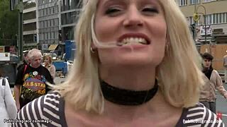 pierced pussy blonde fucked in public