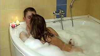 Krjemelik and Lubava enjoy shower pleasure with big natural tits