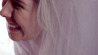 Small tits beauty passionately blows big cock to cumshot.