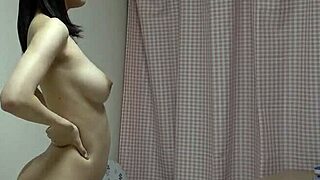 naked japanese girl wears high cut leotard on webcam