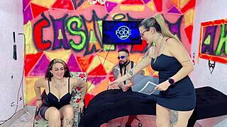 diguinha dj licks niikki's pussy until mouth wet, then tit orgy on screen