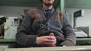 home alone, but really working on my big cock while my boss is in the other room