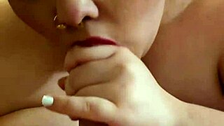 amateur couple shows off her pierced big natural tits during deepthroat pov blowjob until cumshot in mouth