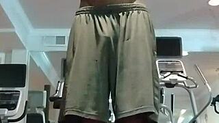 Roommate practices pole dance in the dorm gym