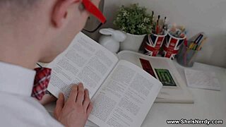 Nerdy Darcy Dark and her friend share a story