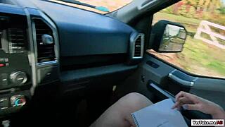 Naughty Jessie Deepthroats Big Cock Outdoors! Watch Her Pussy!