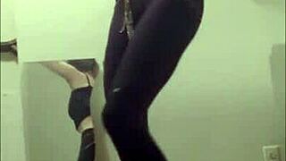 Dancing Cass performs a sexy striptease with clothes ripped