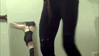 Dancing Cass performs a sexy striptease with clothes ripped