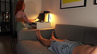 Nerdy Redhead Reveals Tits While Sucking Cock