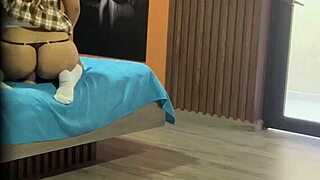 Stepson Catches Stepson's School Uniform Dildo Play and Masturbates