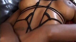 Ebony lesbians in dime pieces volume 6 scene 2 lick big tits, suck pussy, and use strapon for muff diving