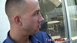 stevie shae rubs her tongue on man's ass and gets off