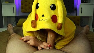 Pikachu enjoys liquid lunch