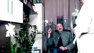 Filming A Movie About Checking The Elasticity Of An Elderly Secretarys Pussy