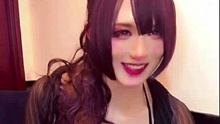 巨乳の加工美人女装が配信しながらオナニー 😍