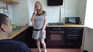 Before lunch, suck my dick deepthroat, blonde teen with big saggy tits moaning!