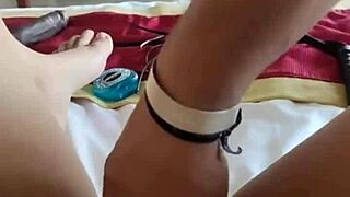 bondage fun with boyfriend on the beach using dildos