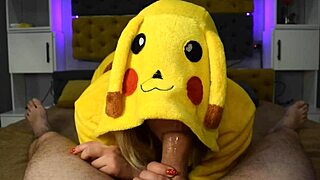 Pikachu enjoys liquid lunch