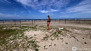 Got cum on tits from bent-over doggystyle with tattooed babe at beach!