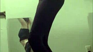 Dancing Cass performs a sexy striptease with clothes ripped