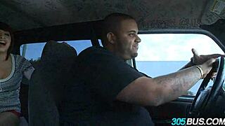 Short Redhead Teen's Outdoor Blowjob on Bus