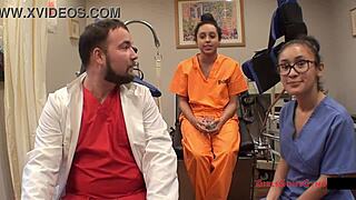 Mia Sanchez's backstage entrance physical turns into anal fingering orgasm.