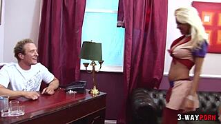 two busty blondes in intense 3-way with anal and double penetration