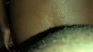 Pretty ebony couple fucks doggystyle till he cums inside her pussy